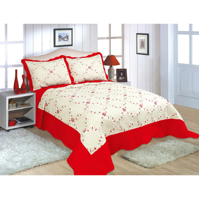 12 of 16:PREMIUS Reversible Quilt Set, Bordered Embroidered Floral 