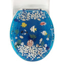 1 of 1:Abattant de toilette standard en polyrésine, motif poisson élégant, bleu transparent 