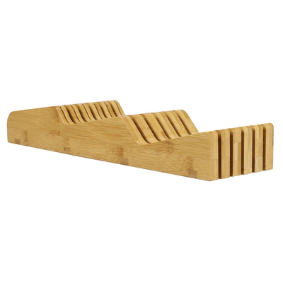 3 of 4:Home Basics - Bloque para cuchillos de bambú, diseño de onda contemporánea, horizontal, color natural 
