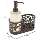 4 of 4:iDesign Vine Ceramic Bathroom Soap Dispenser Set with Soap Pump and Caddy, 7.25x3.25x8.25, Vanilla-Bronze 