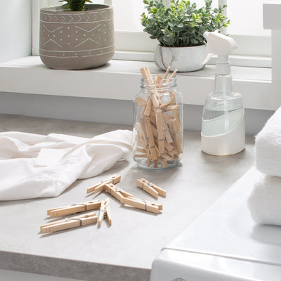3 of 4:Lot de 100 pinces à linge extra larges en bois Woolite 
