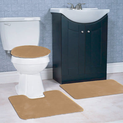 2 of 9:Imperial 3-Piece Plush Non-Slip Bath Rug Set 