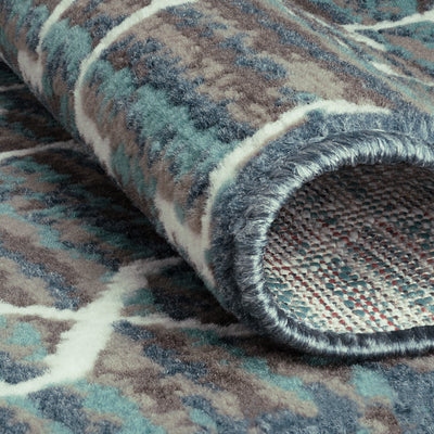 6 of 13:Capri 3-Piece Crosshatch Design Rug Set, Blue-Gray, 5x7 Feet 