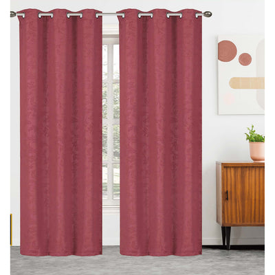 4 of 10:Serbia 2-Pack Room Darkening Embossed Leaf Grommet Window Panel, 76x84 Inches 