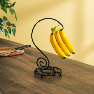 5 of 5:Bananier en acier de la collection Scroll de Home Basics, noir 