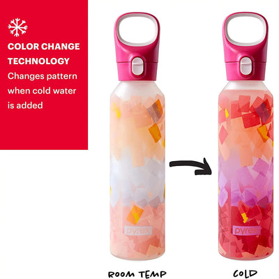 2 of 6:Bouteille d'eau en verre Pyrex à changement de couleur avec revêtement en silicone, couches épaisses, 500 ml 