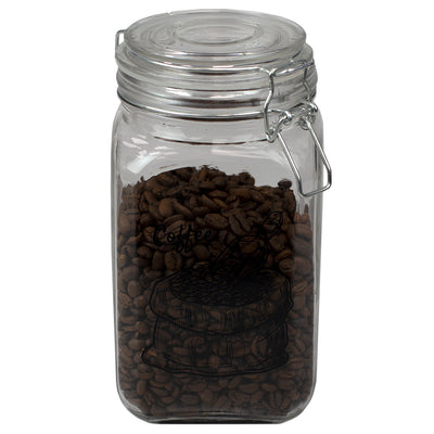 2 of 5:Home Basics Ludlow 43 oz. Glass Canister with Metal Clasp, Clear 