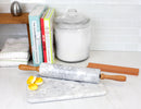 4 of 5:Home Basics Marble Rolling Pin with Easy Grip Handles and Display Stand, White 