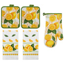 1 of 61:PREMIUS 5 Piece Printed Kitchen Linen Set, 2 Cotton Towels, 2 Pot Holders, 1 Oven Mitt 