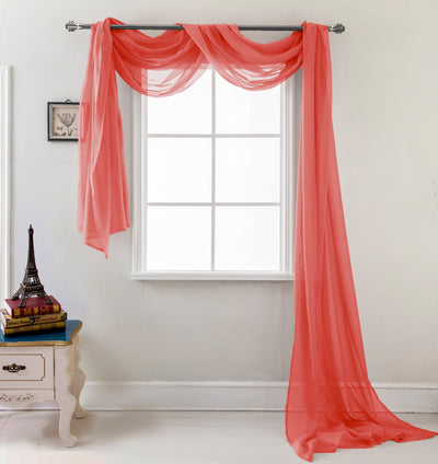 3 of 18:Celine Elegant Sheer Voile Window Scarf, 55x216 Inches 