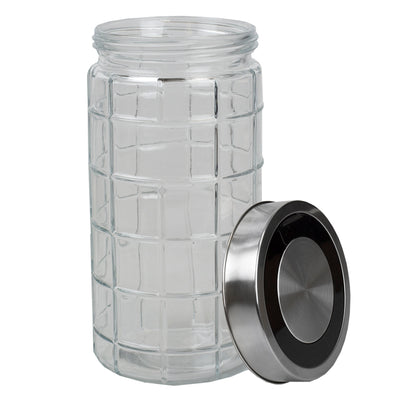 3 of 7:Home Basics Chex Collection 52 oz. Large  Glass Canister with Stainless Steel Lid 