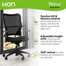 7 of 7:Chaise de bureau ergonomique HON Wave à dossier haut en maille, noire 