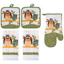 13 of 61:PREMIUS 5 Piece Printed Kitchen Linen Set, 2 Cotton Towels, 2 Pot Holders, 1 Oven Mitt 