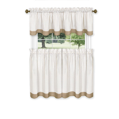 1 of 4:Westport Window Curtain Tier Pair and Valance Set - 58x24 - Taupe 
