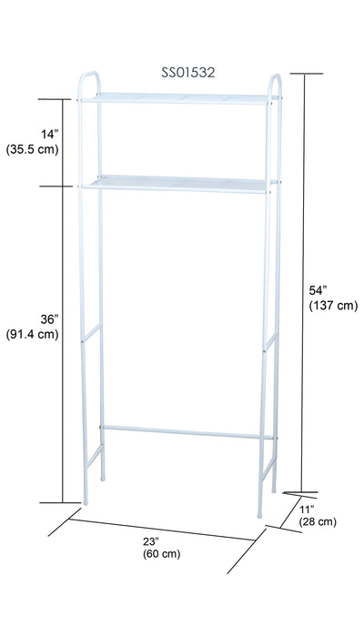 5 of 6:Home Basics 2 Shelf Bathroom Space Saver, White 