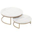1 of 1:Sophia Grace 2 Pieces Marble Round Table Riser, White-Gold, 8x8x3 and 10x10x4 Inches 
