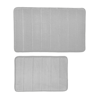 1 of 2:Tapis de bain en mousse à mémoire de forme Aspen Stripe Design, 2 pièces, 43 x 61 cm - 50 x 76 cm 