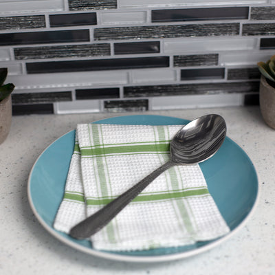 4 of 4:Home Basics 4 Pack Stainless Steel Dinner Spoons Set with Textured Handles, Silver 