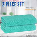 11 of 24:Serviette de bain PREMIUS en fil de coton teint, motif feuilles, 27 x 54 pouces 