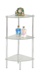 2 of 6:Home Basics 3 Tier Multi Use Arc Glass Corner Shelf, Clear 