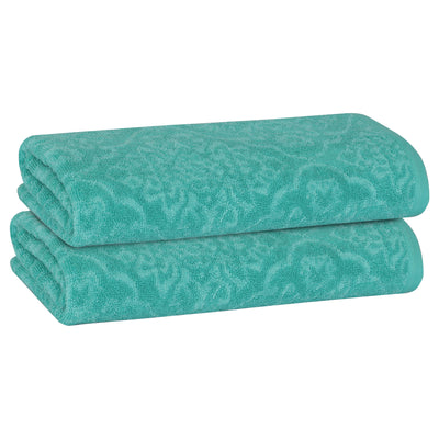 5 of 23:PREMIUS 2 Pack Damask 100% Cotton Yarn Dyed Hand Towel, 16x28 Inches 