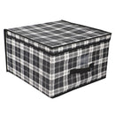 1 of 4:Home Basics Caja de almacenamiento gigante no tejida a cuadros con ventana para etiquetas, color negro 