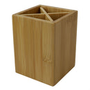 1 of 3:Home Basics 4 Section Square Bamboo Pen Holder, Natural 