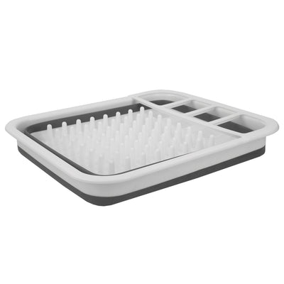 7 of 14:Home Basics Escurreplatos plegable de silicona y plástico, blanco/gris 