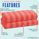 29 of 41:Serviette de bain PREMIUS à rayures, 100 % coton teint en fil, 27 x 54 pouces 