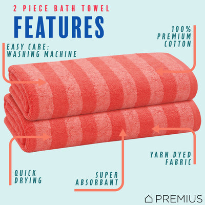 29 of 41:Serviette de bain PREMIUS à rayures, 100 % coton teint en fil, 27 x 54 pouces 