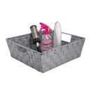 3 of 3:Simplify Large Lurex Striped Woven Storage Shelf Bin in Grey/Silver 
