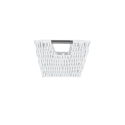 2 of 4:Simplify Small Shelf Storage Rattan Tote Basket in White 
