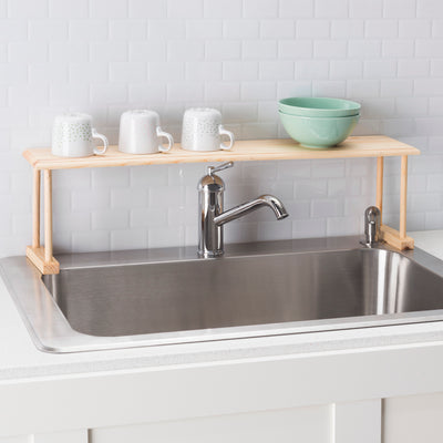 4 of 6:Étagère multi-usages Home Basics en bois de chêne, gain de place, 76 x 15 x 20 cm 