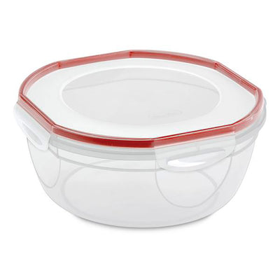 1 of 2:Sterilite Ultra Seal Bowl with Latches, 4.7 Quart, Clear- Rocket Red 