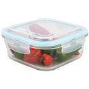 1 of 5:Récipient alimentaire carré en verre borosilicaté Home Basics de 1 134 g avec couvercle verrouillable en plastique étanche et hermétique 