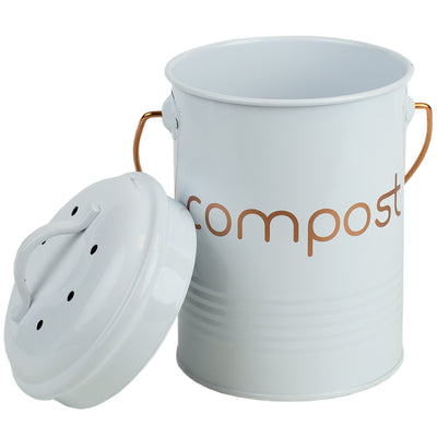 2 of 6:Home Basics Grove Compact Countertop Compost Bin, White 
