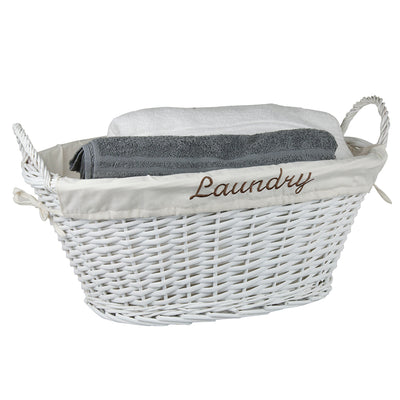 1 of 6:Home Basics Laundry Wicker Basket with Removable Liner, White 