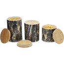 2 of 6:Home Basics 3 Piece Ceramic Canister Set with Bamboo Lids, Marble Black 