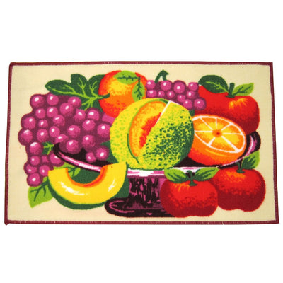1 of 1:Vase of Fruits Printed Skid Resistant Decorative Kitchen Rug, Multi, 18x30 Inches 