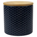 1 of 4:Petit pot en céramique nid d'abeille Home Basics, bleu marine 