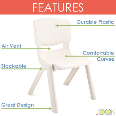 2 of 8:JOON Stackable Plastic Kids Learning Chairs, Ivory, 20.5x12.75X11 Inches, 2-Pack (Pack of 2) 
