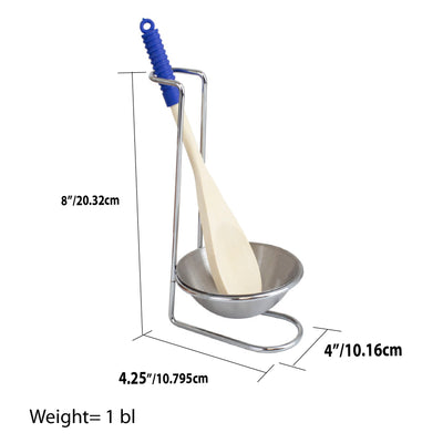 5 of 5:Home Basics Stainless Steel Spoon Rest with Wood Spoon 
