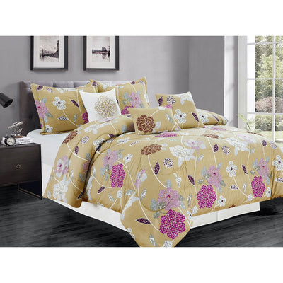 1 of 2:Premius Betty 7 Piece Oversized Comforter Set, Taupe 
