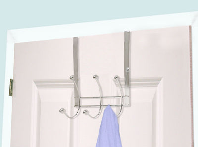 1 of 3:Home Basics Chrome Plated Steel Over the Door 3-Hook Hanging Rack 