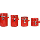 1 of 5:Home Basics Juego de recipientes de cocina de cerámica de 4 piezas con cuchara, rojo 