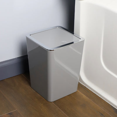 4 of 4:Home Basics Skylar Swing Top 3 Lt ABS Plastic Waste Bin, Grey 