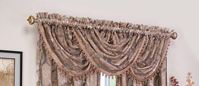 2 of 2:Milawi Jacquard Sheer Rod Pocket Panel And Valance Treatments, Brown 