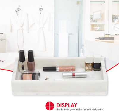 3 of 7:Home Basics Marble Vanity Tray, White & Grey, 12x6x2 Inches 