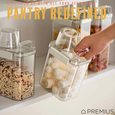 12 of 15:PREMIUS Plastic Food Storage Container with Measuring Cup, Clear-Natural 