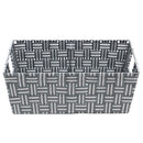 3 of 5:Grand bac de rangement Home Basics à rayures et sangles tissées, gris 